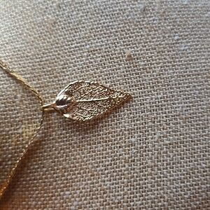 Gold Leaf Pendant Necklace - Women Jewelry